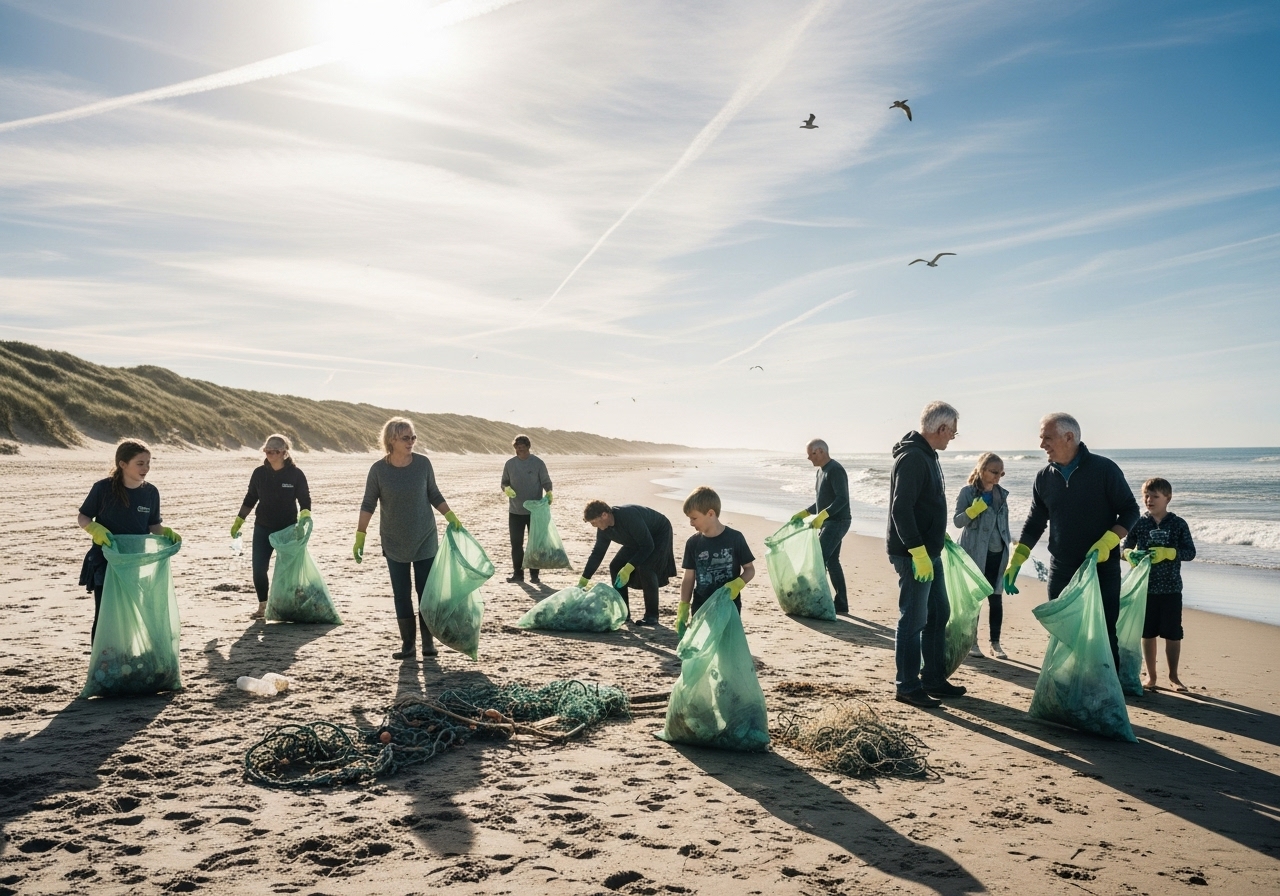 Beach cleanup volunteers
