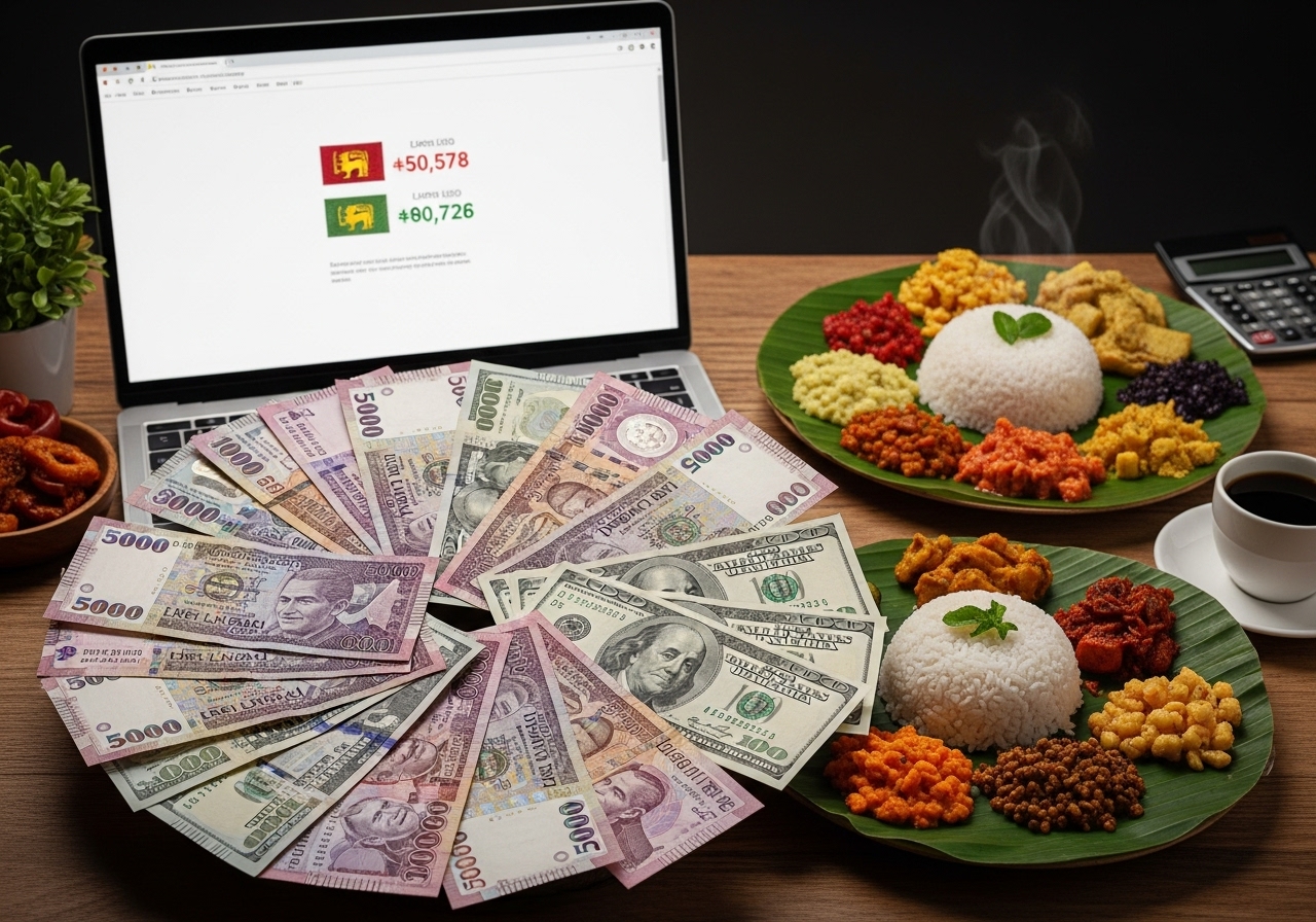 Sri Lankan rupees and US dollars currency