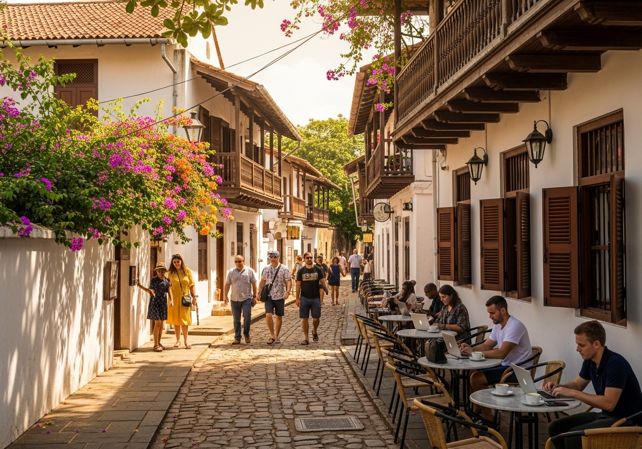 Galle Fort streets with colonial architecture